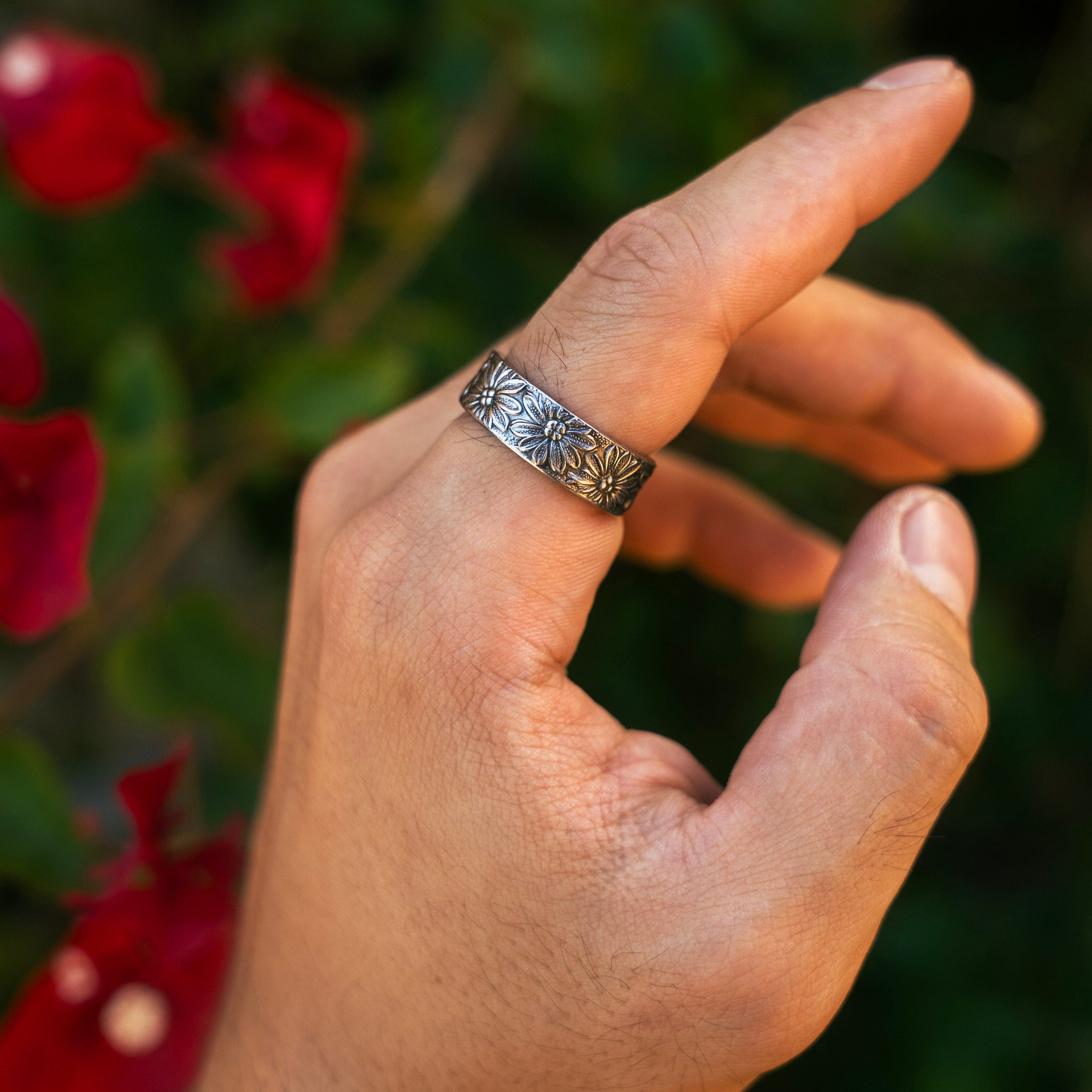 Daisy Daze -  Handcrafted Stainless Steel Daisy Spoon Ring RingByJosh