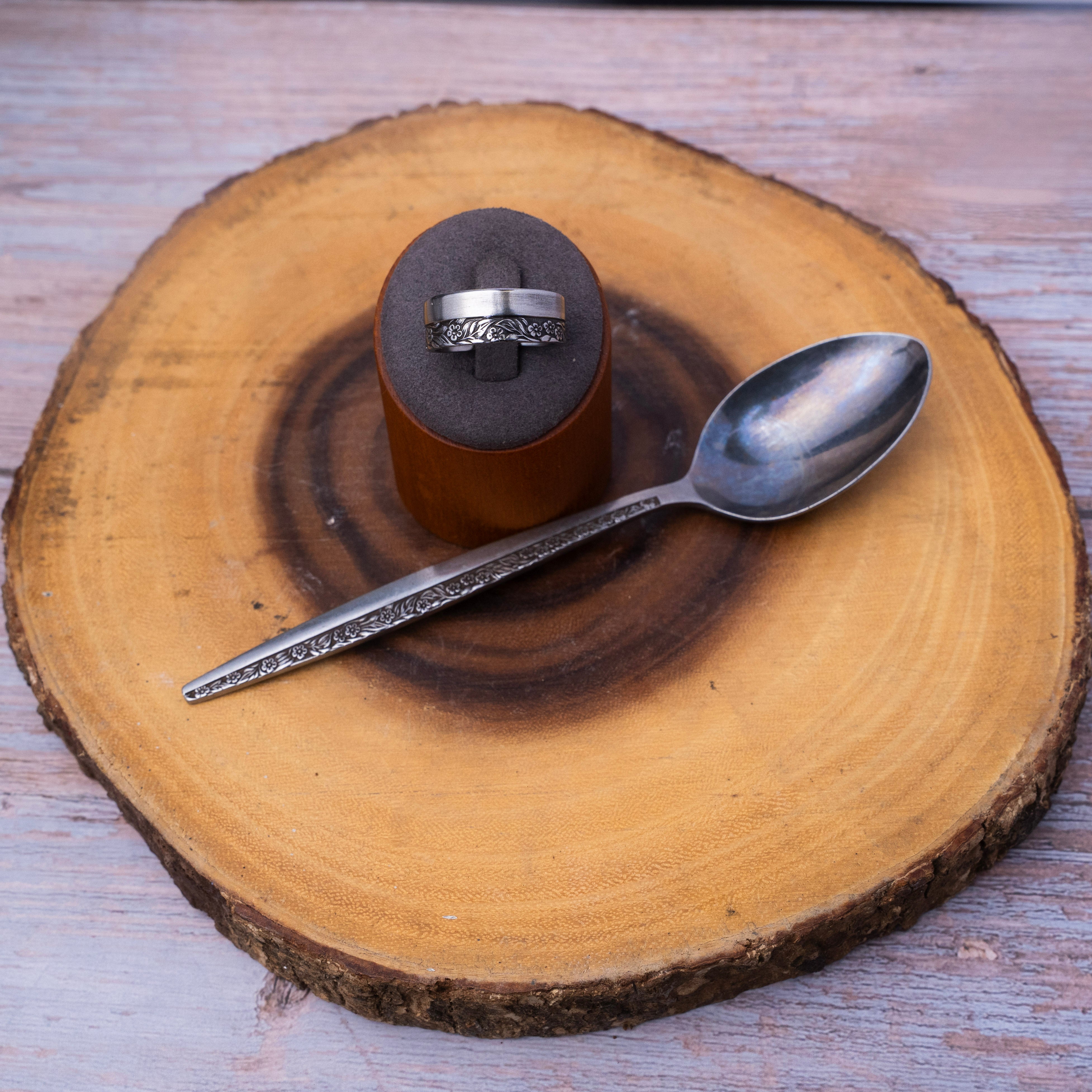 Steel & Bloom - Handcrafted Stainless Steel Floral Spoon Ring RingByJosh