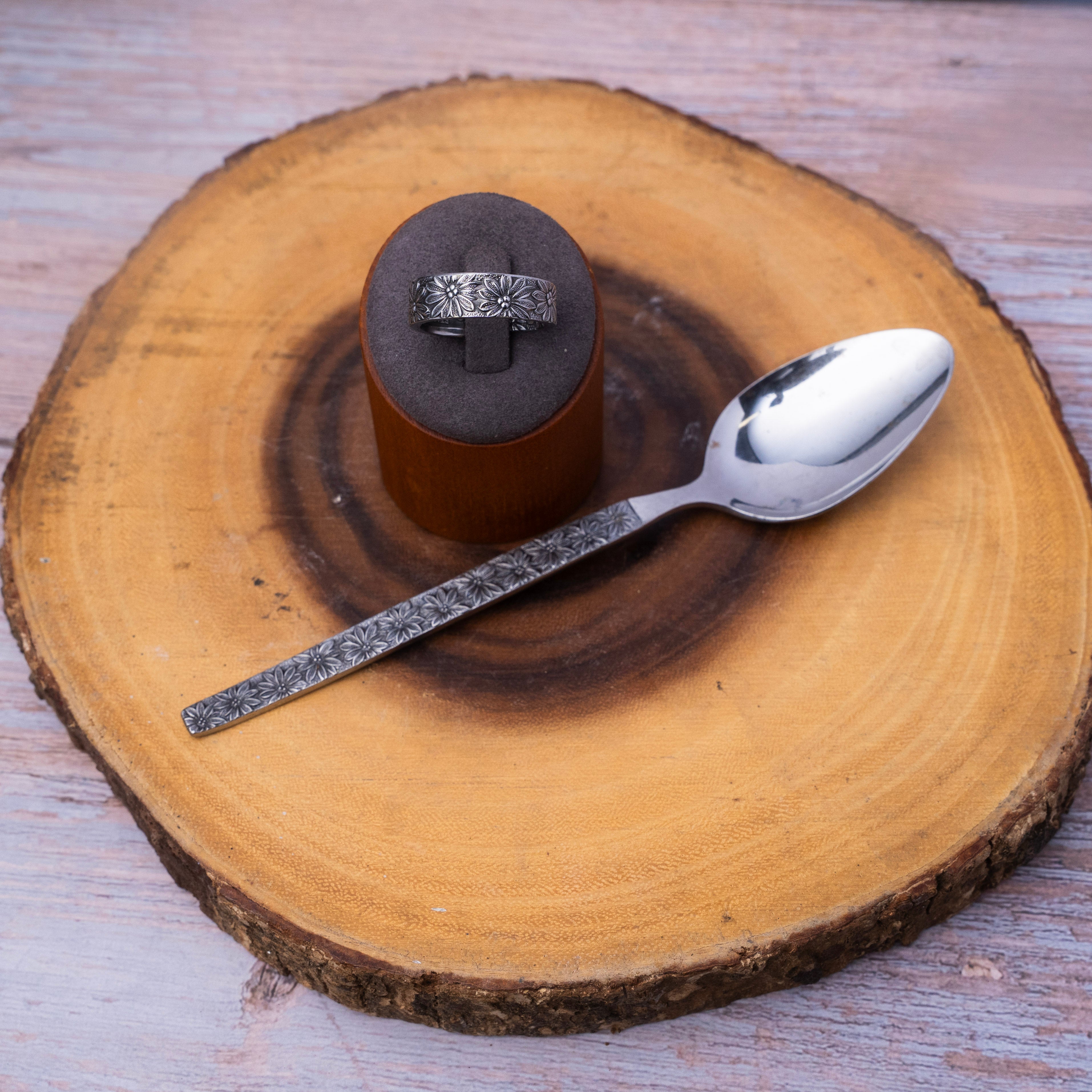 Daisy Daze -  Handcrafted Stainless Steel Daisy Spoon Ring RingByJosh