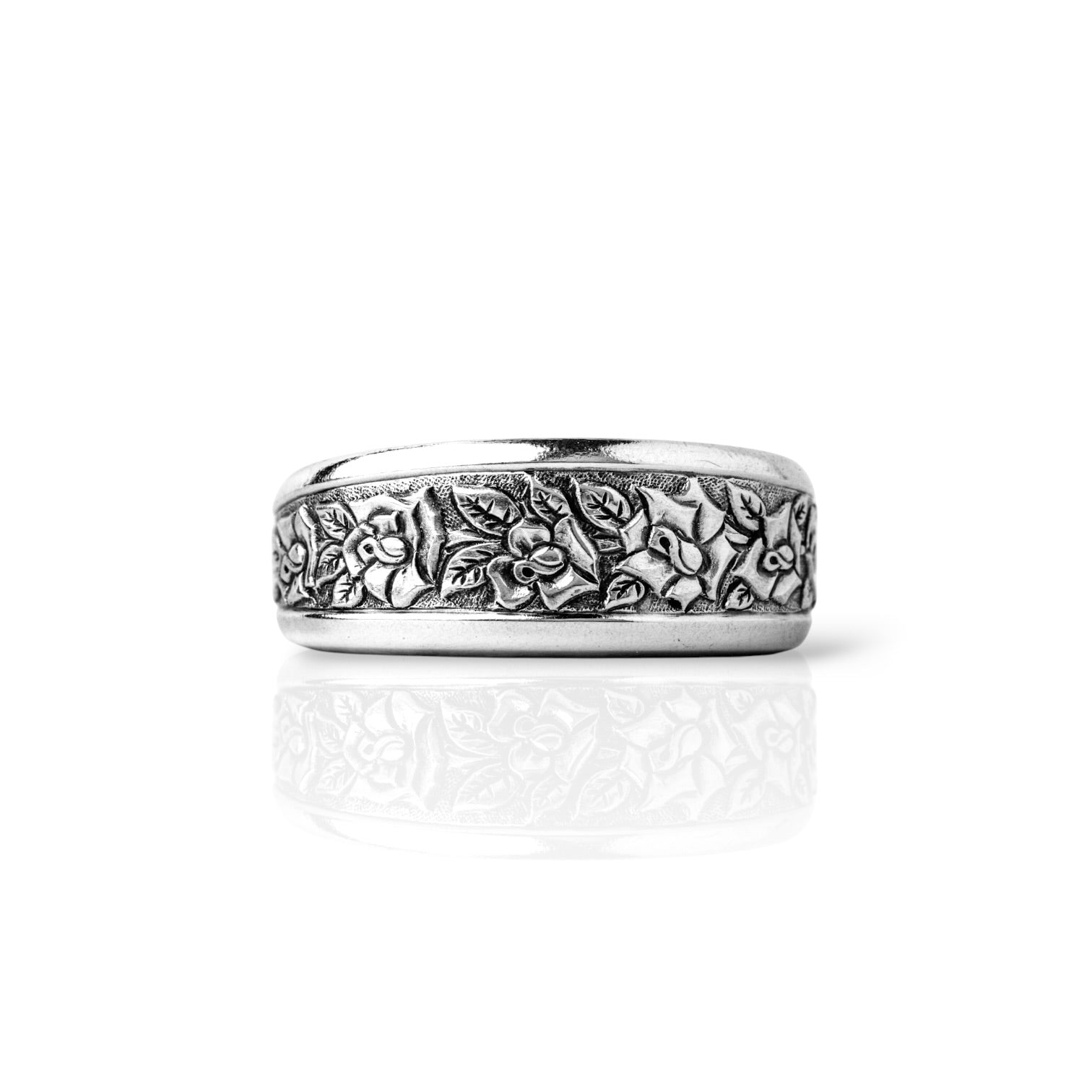 Silver Briar - Handcrafted Stainless Steel Floral Spoon Ring RingByJosh
