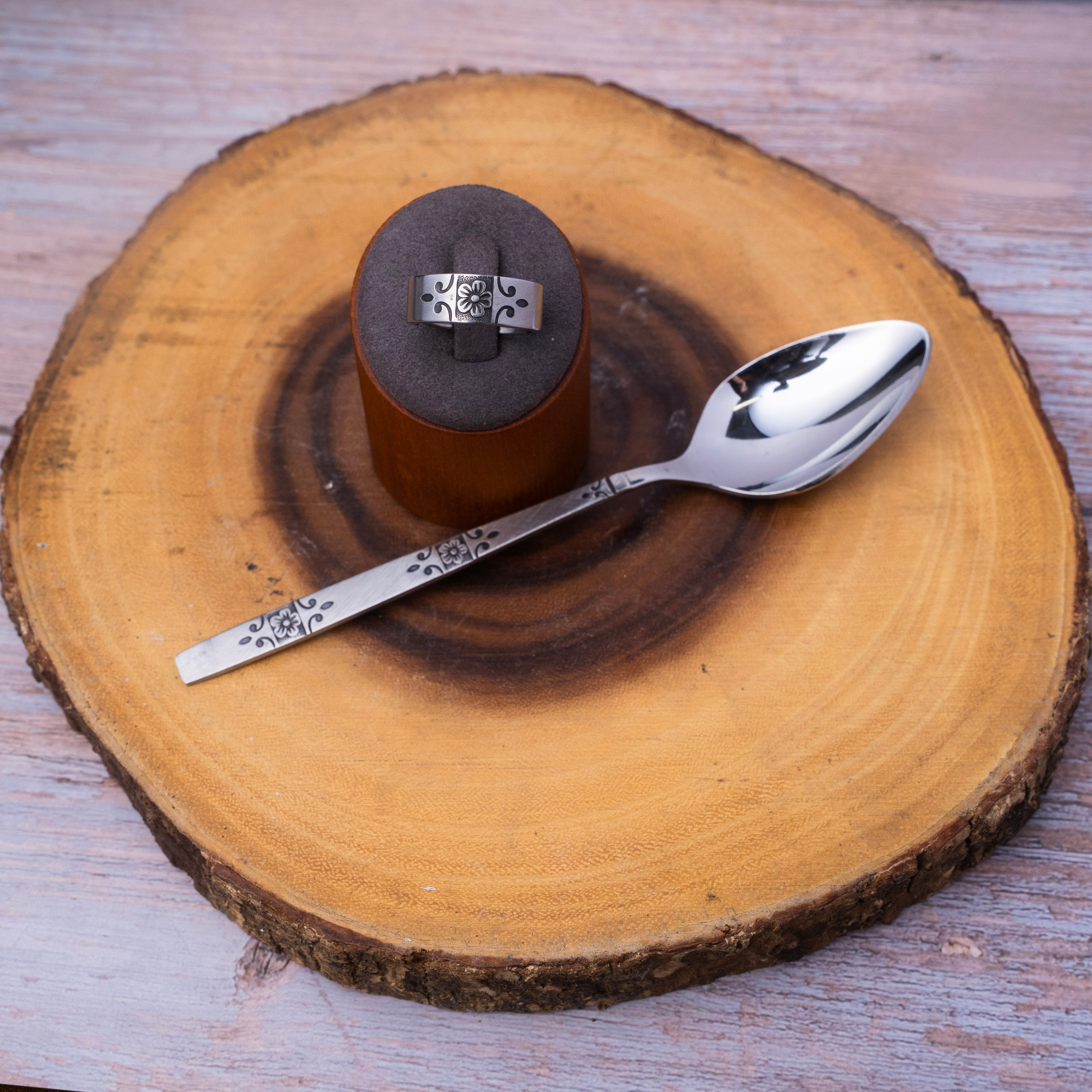 Island Pacific -  Handcrafted Stainless Steel Floral Spoon Ring RingByJosh