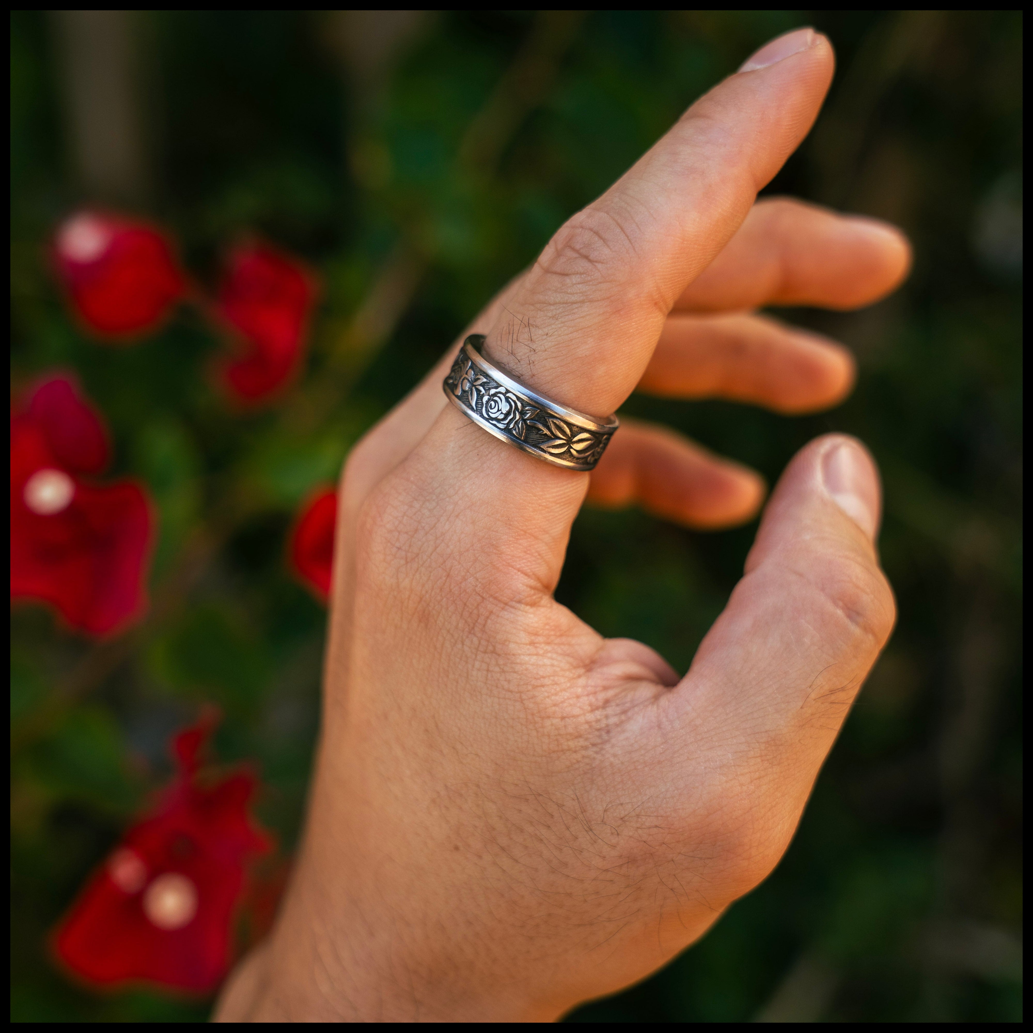 Band of Thorns - Handcrafted Stainless Steel Rose Spoon Ring RingByJosh