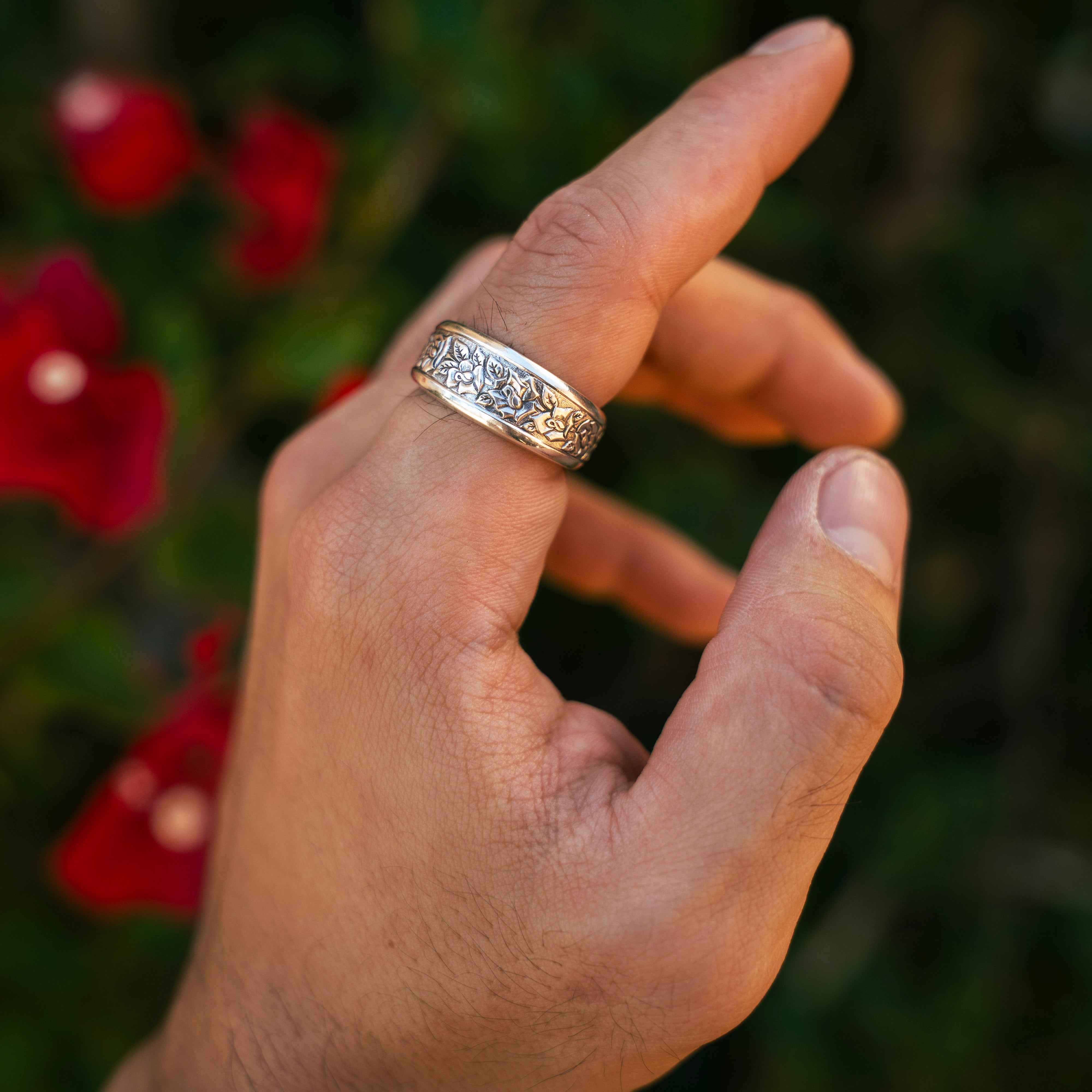 Silver Briar - Handcrafted Stainless Steel Floral Spoon Ring RingByJosh