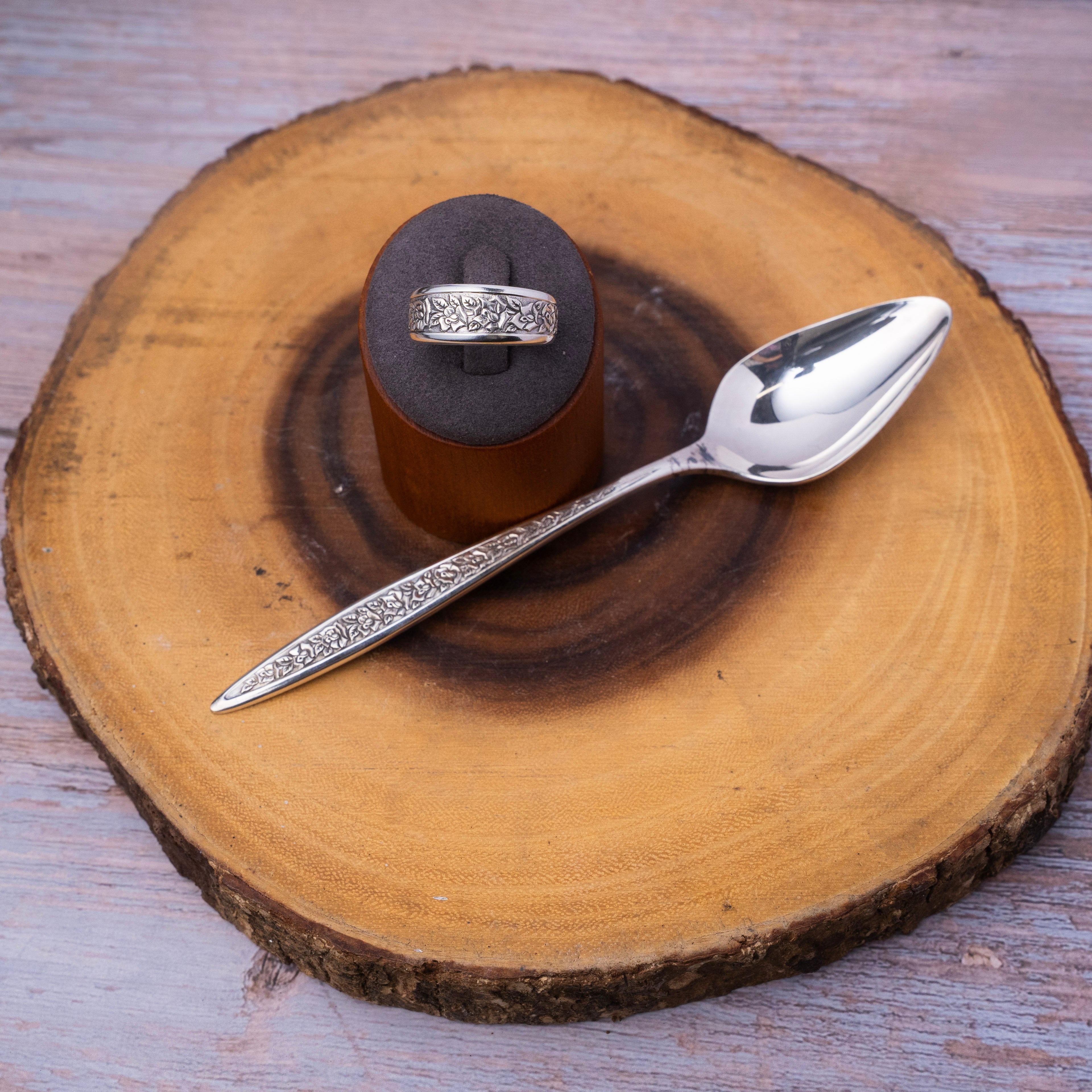 Silver Briar - Handcrafted Stainless Steel Floral Spoon Ring RingByJosh