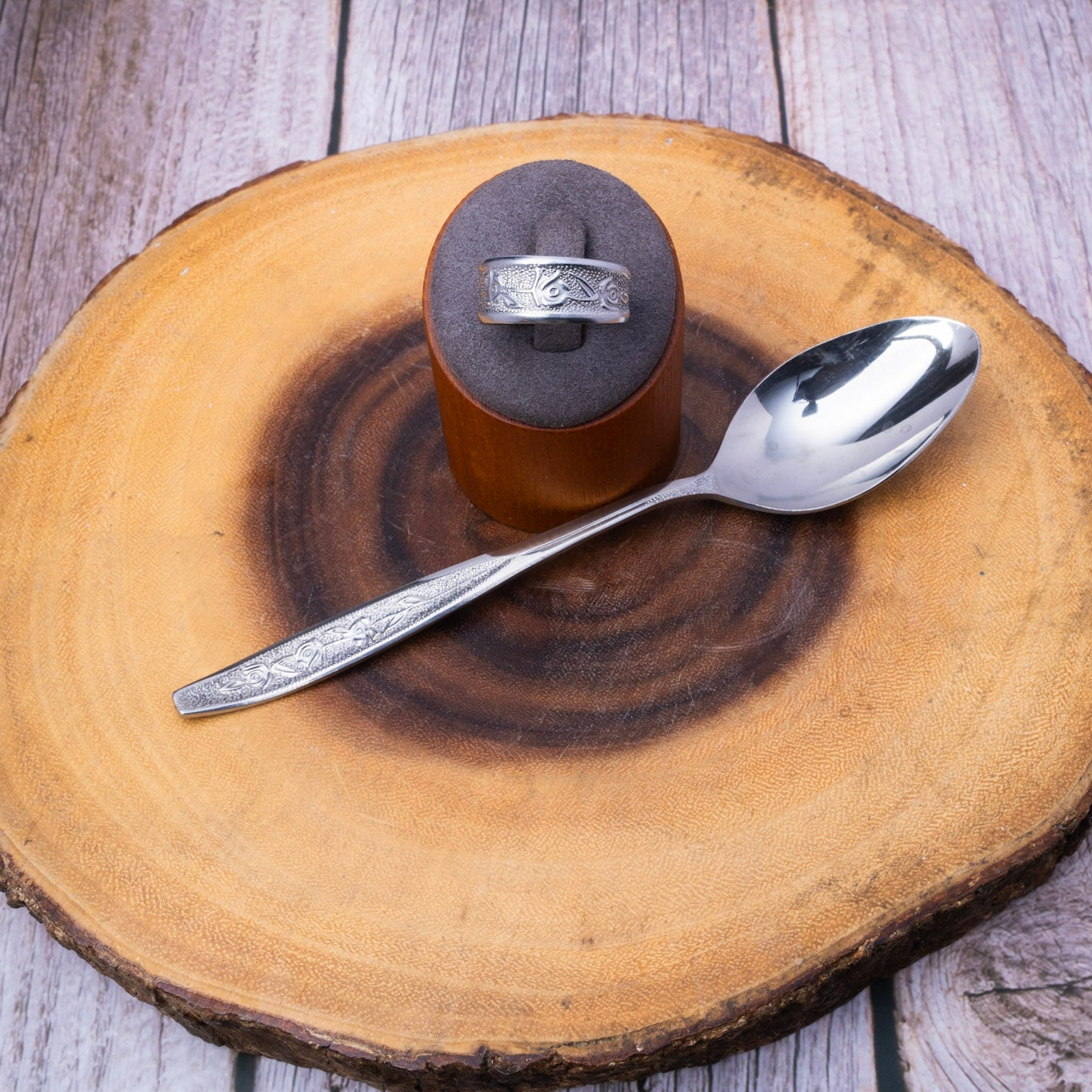 Tres Rosas - Handcrafted Stainless Steel Rose Spoon Ring RingByJosh